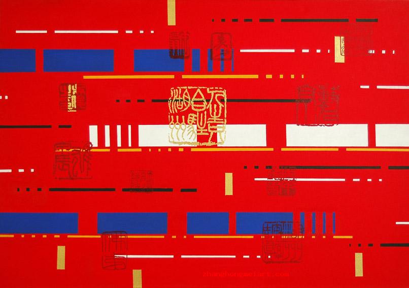 中国印 Chinese signs 70x100cm 布和丙烯 Cloth & Acrylic